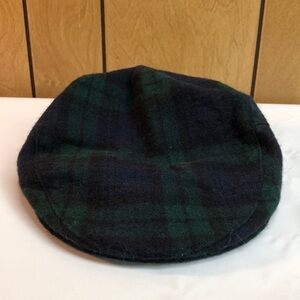 London Fog Wool Driving Cap size 7-7 1/8 navy/green plaid color for men or women